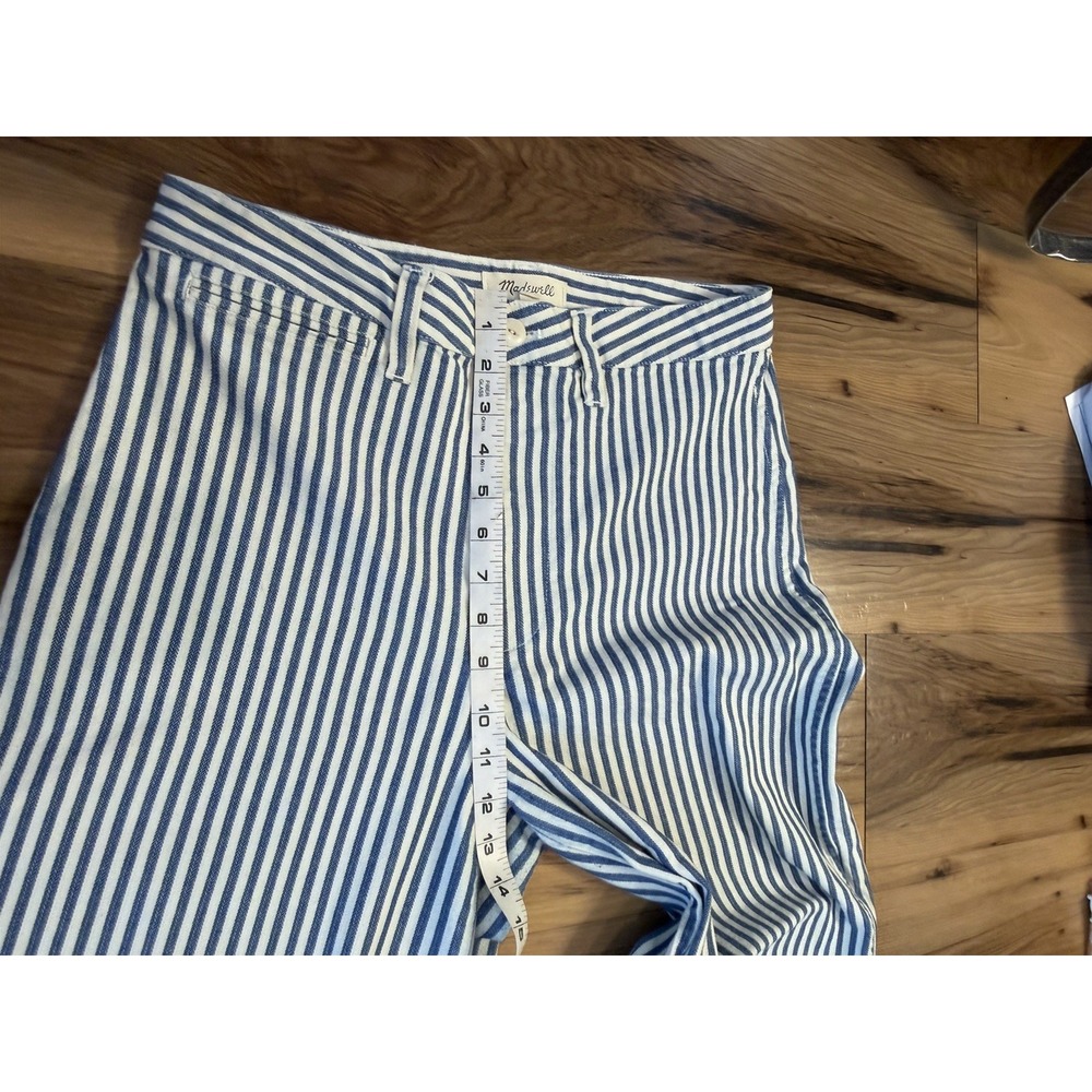 Madewell Sz 29 Emmett Blue White Stripe Cropped Wide Leg Pants High Rise Cotton - Picture 6 of 10